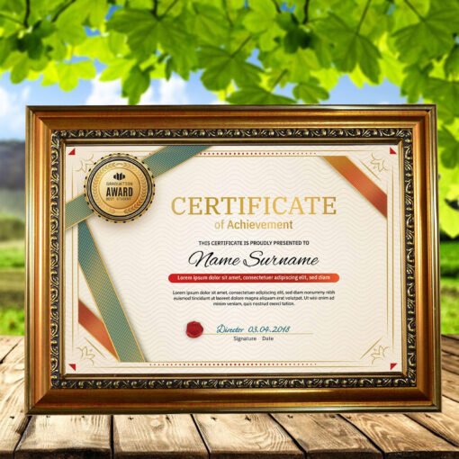 Certificate frame 3707 gold color